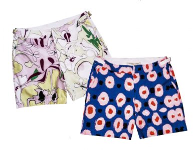 Ropa de baño para hombre, de Ana María Guiulfo, con estampado inspirado en la cultura nasca. Ropa de baño para hombre, de Ana María Guiulfo, con estampado inspirado en la cultura nasca.